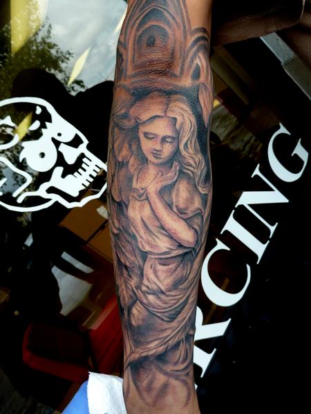 Tattoos - black n grey angel  - 79904